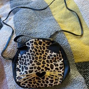 NWT Leopard Print Cat Crossbody Bag